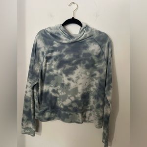 Blue and White Tie Dye Cropped Hoodie